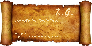 Korsós Gréta névjegykártya